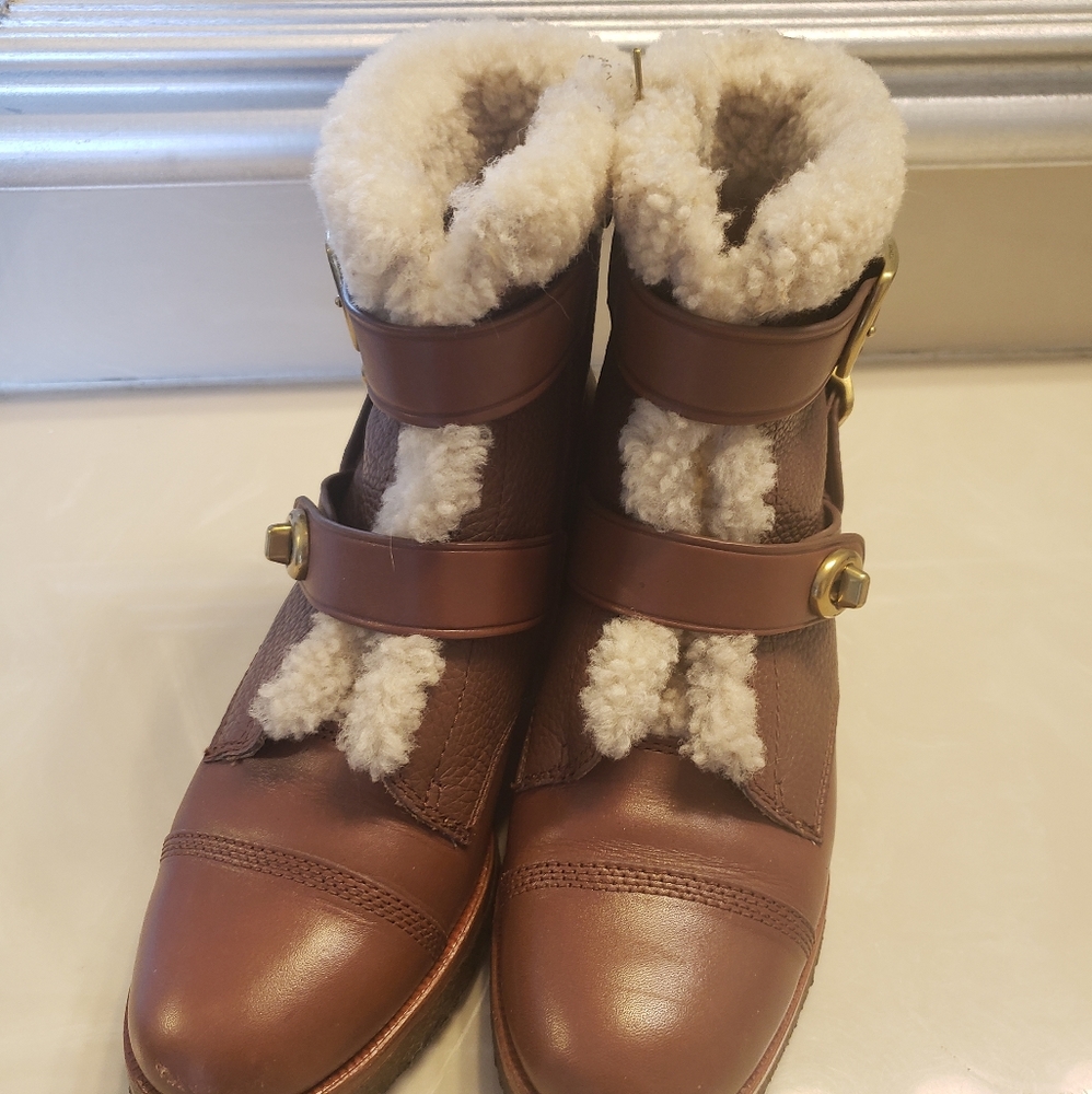 Coach Preston Leather and Sherling Booties 9.5 - Picture 2 of 16